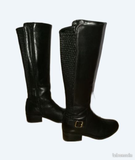 Bottes en cuir noir André (image 1)