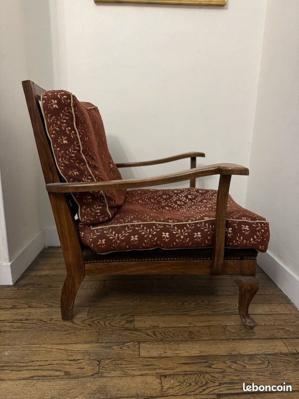 Fauteuil très ancien bois et fleurs (image 3)
