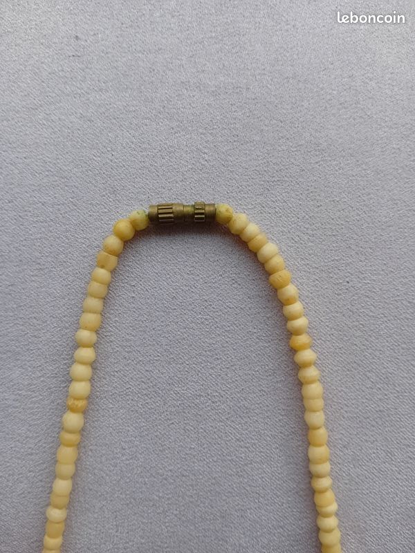 Collier Vintage Années 70 - Grosses Perles Gravées En Relief - Qualité C5 - Occasion