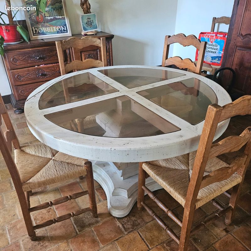 Table à manger ronde + chaises (image 2)