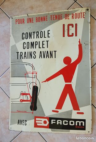 Ancienne plaque tôle porte-outils Facom - Caisse à outils - Coffrets