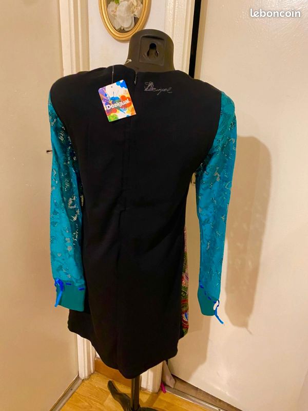 Robe Desigual Femme Taille 40 - Style A-Line En Coton, Vert Et Bleu