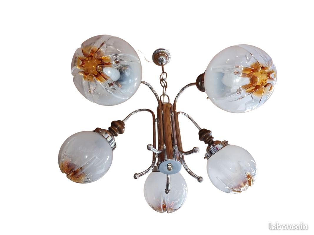 Magnifique lustre italien Murano des années 1970 - Style Vistosi En