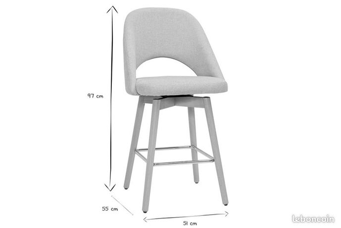 Lot de 4 chaises scandinaves Bali tissu Gris