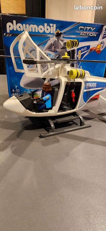 Playmobil 6921 - hélicoptere de police avec projecteur avec boîte (image 1)