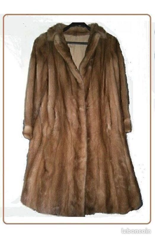 Manteau En Fourrure Vison Marron - Taille 44 (L) - Occasion Très Bon état