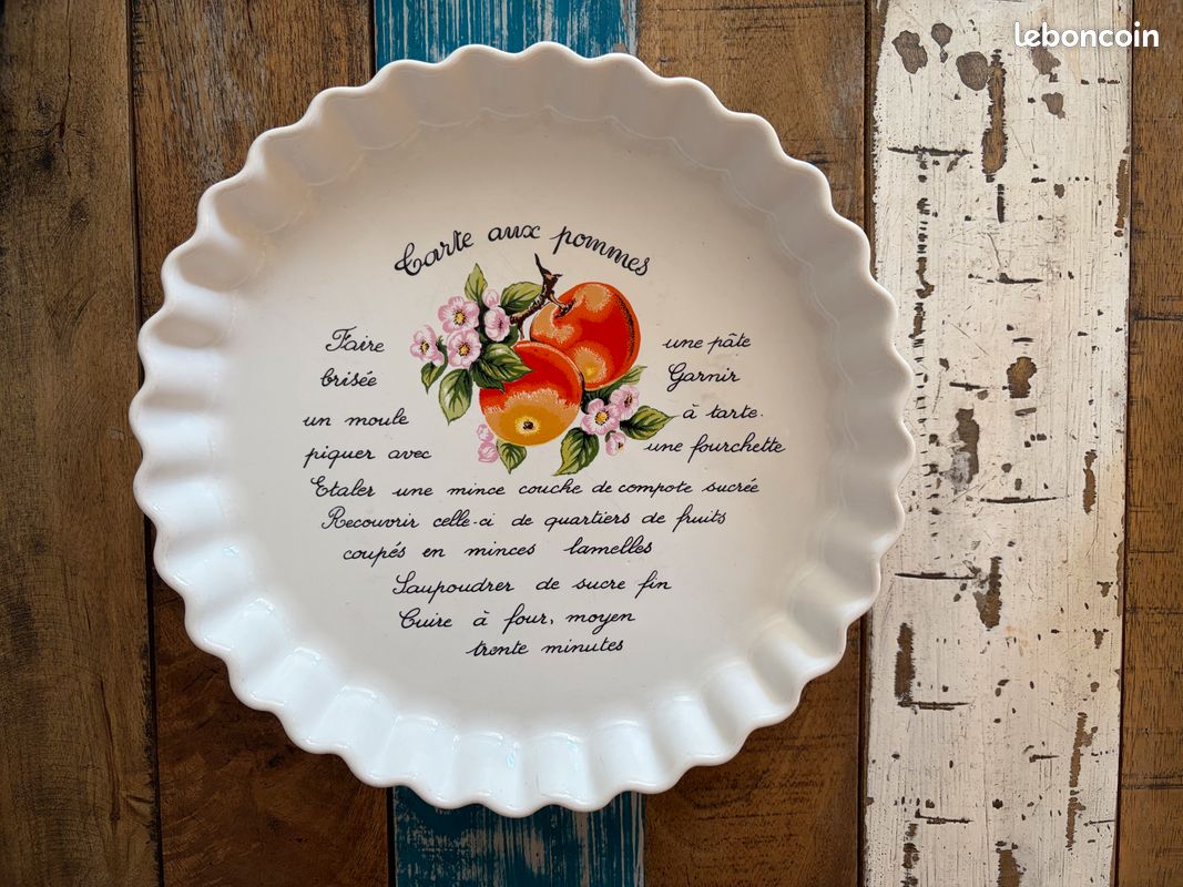 Moule Tarte aux pommes avec recette & dessin 29 cm - Made in France  - TBEG (image 6)