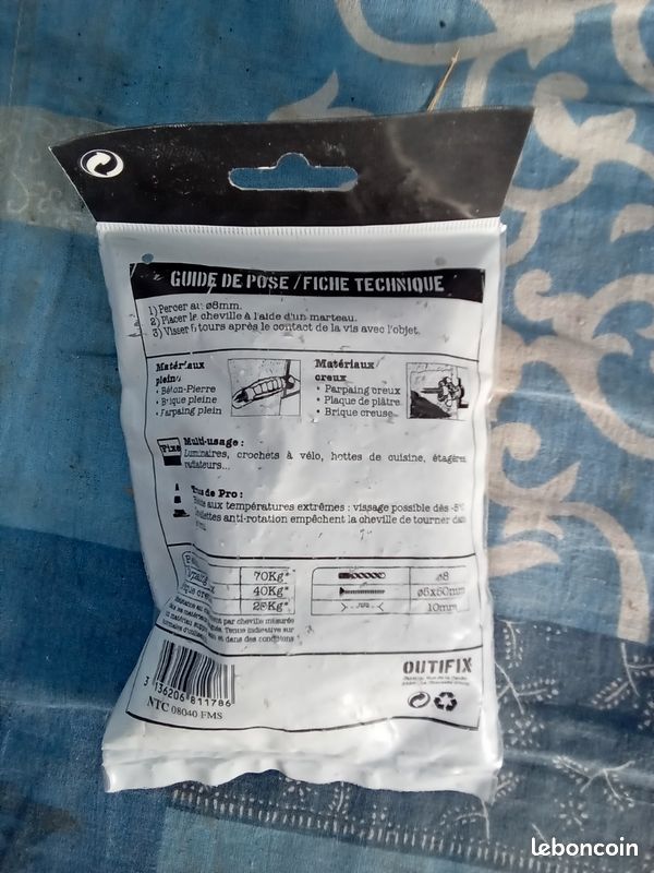 Sachet cheville nylon universelle x20 n’8 neuf (image 2)