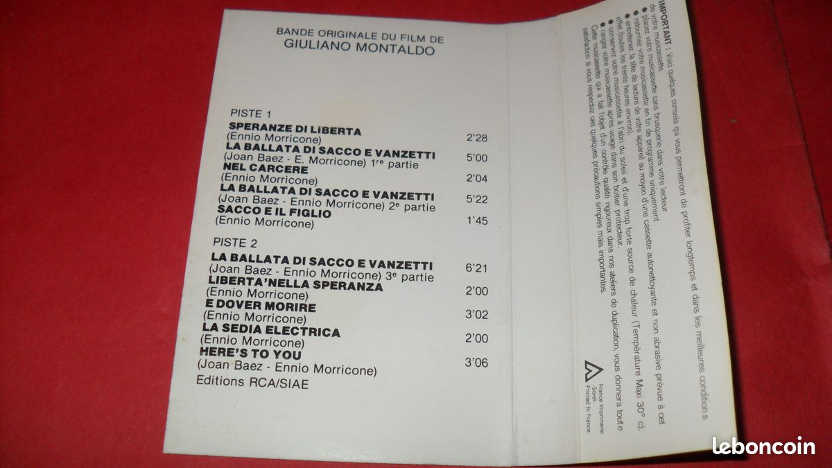 Sacco & vanzetti - bande originale du film - année 1981 - (envoi compris) (image 2)