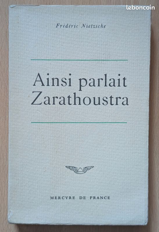 Frédéric Nietzsche : ainsi parlait Zarathoustra - éditions Mercure de France 1958- exemplaire partiellement non découpé (image 1)