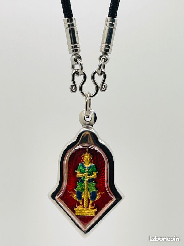 043 Collier Pendentif amulette thaïlandaise talisman Thao Wessuwan derrière Rahu Keep Moon (image 4)