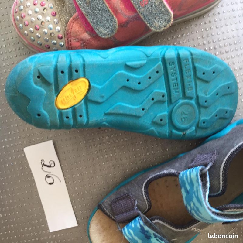 Nu-pieds toile gris/turquoise 26 (image 2)