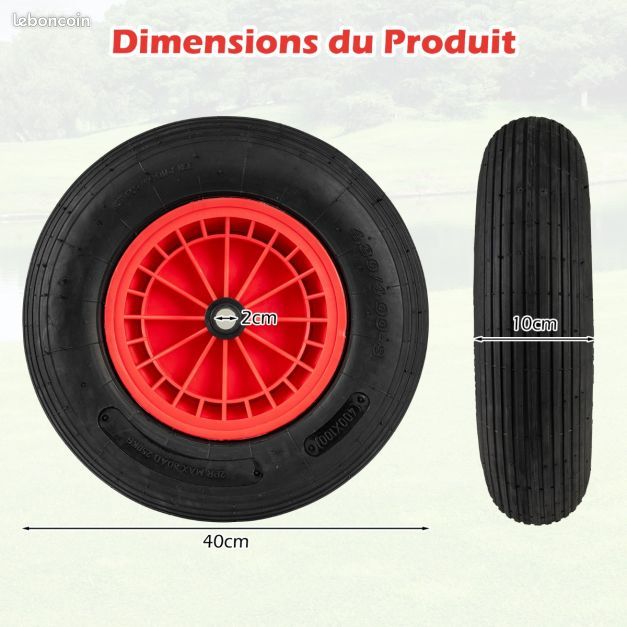 Roue Brouette 3.50-8 Roue De Brouette Pneumatique 4.80/4.00-8 - Jante Acier Bleue - Axe Inclus - Charge Max 120 Kg - Rechange Roulement à Billes Axe Inclus