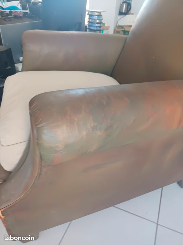 2 fauteuils cuir vintage (image 19)