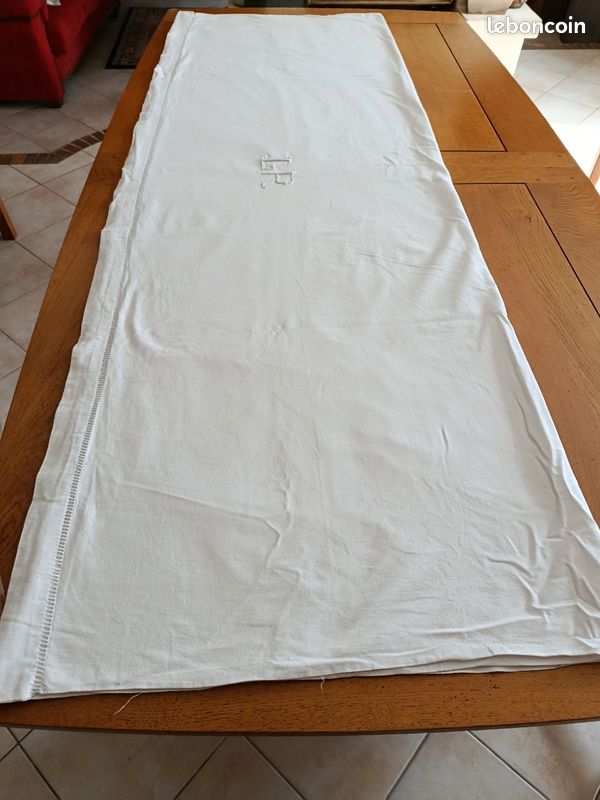 Grand Drap Brodé 180x290 + Taie 64x64 - 100% Coton - Pur Coton Français - Neuf
