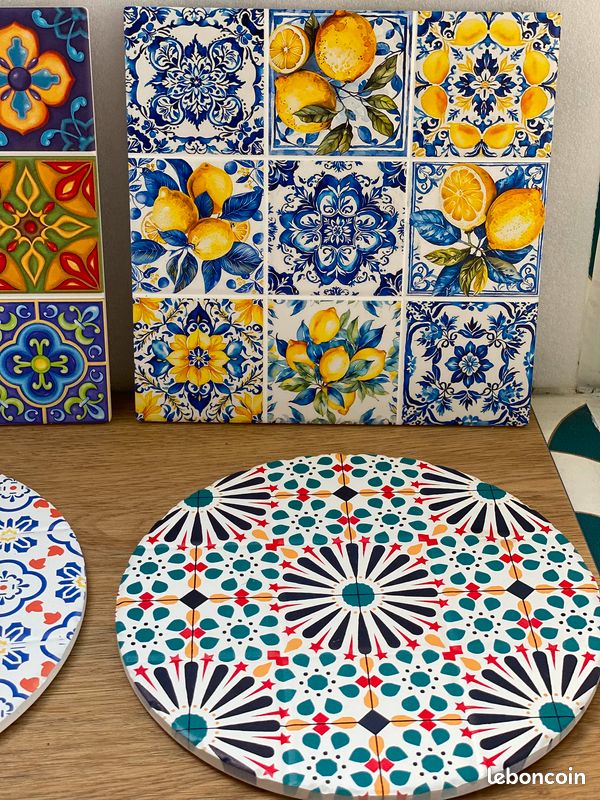 Dessous de plat décoratifs en céramique - Motifs colorés - 20cm - Plusieurs choix (image 3)