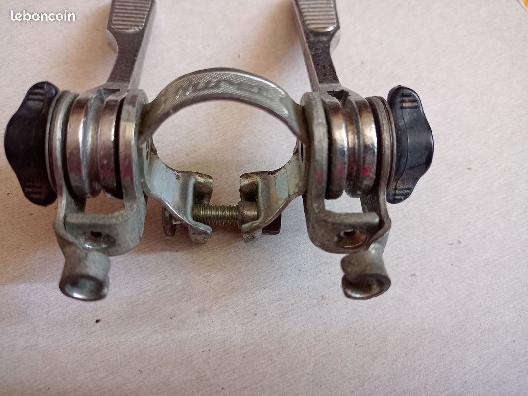 Commande De Dérailleur Double Huret Vintage - Fabrication Française - Argenté