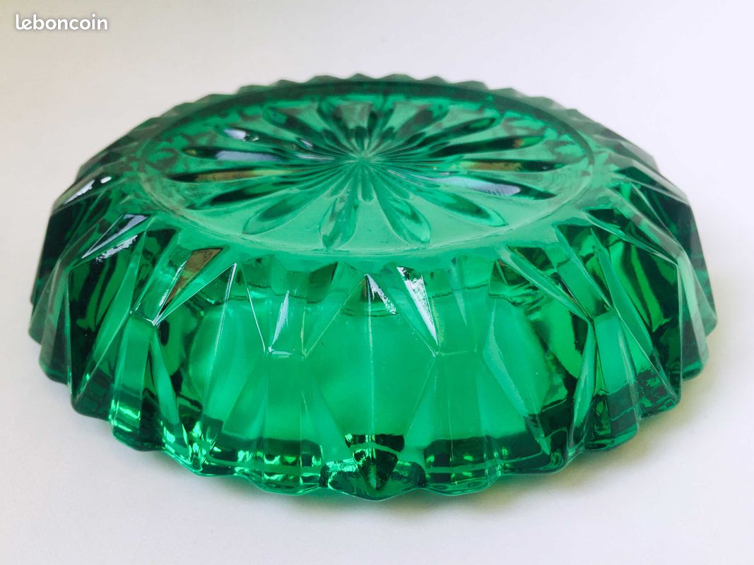 Cendrier Vide Poche Vintage Verre Émeraude (image 5)