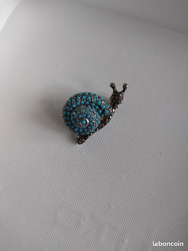 Broche Vintage Style Sud-ouest – Turquoise Et Corail Faux, Filigrane Argenté