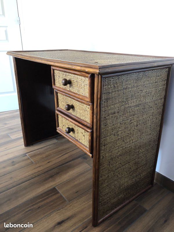 Bureau /coiffeuse rotin (image 3)