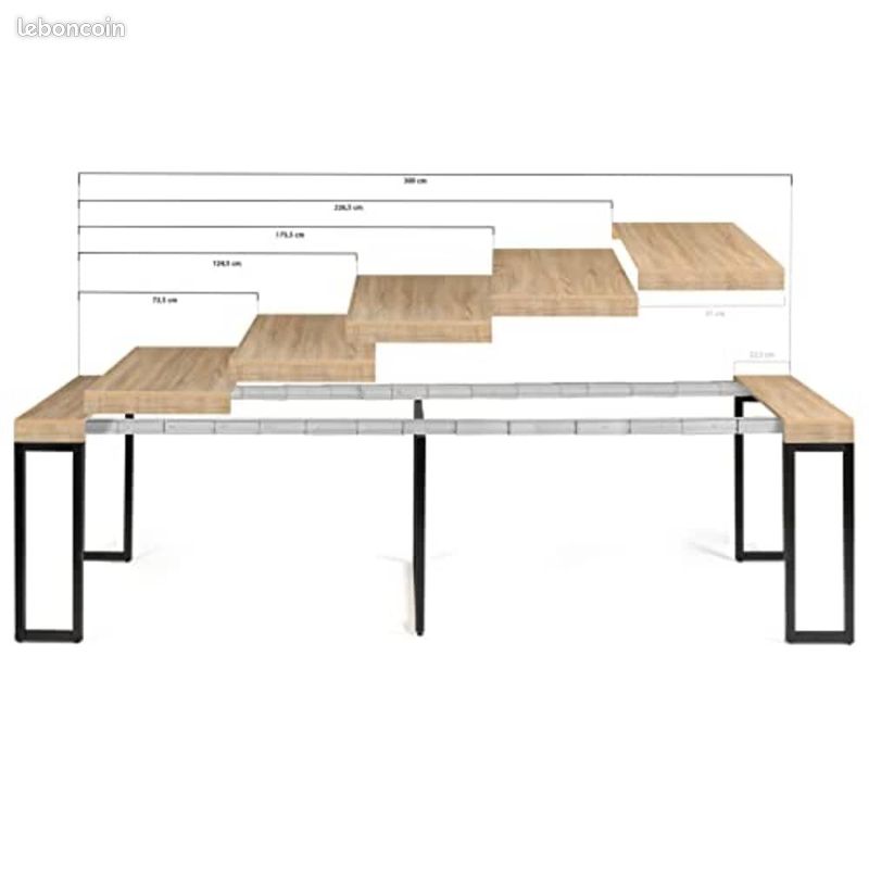 Table Extensible Console 2 en 1 - Table Rangement - Table à Manger - 4-14 Personnes - Design Polyvalent - Séjour Cuisine (image 4)