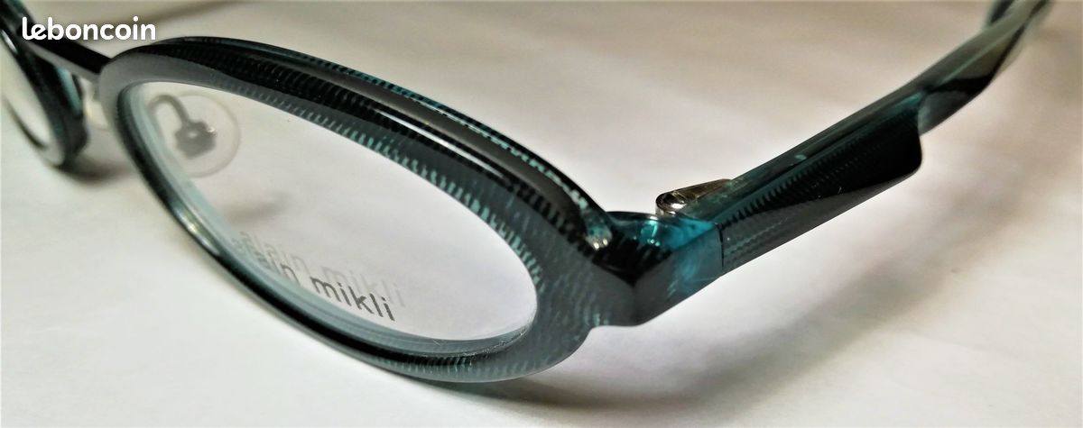 Lunettes Vintage Alain Mikli A0207 Noires Et Vertes, Monture Carrée Acétate (Neuf Sans étiquette)