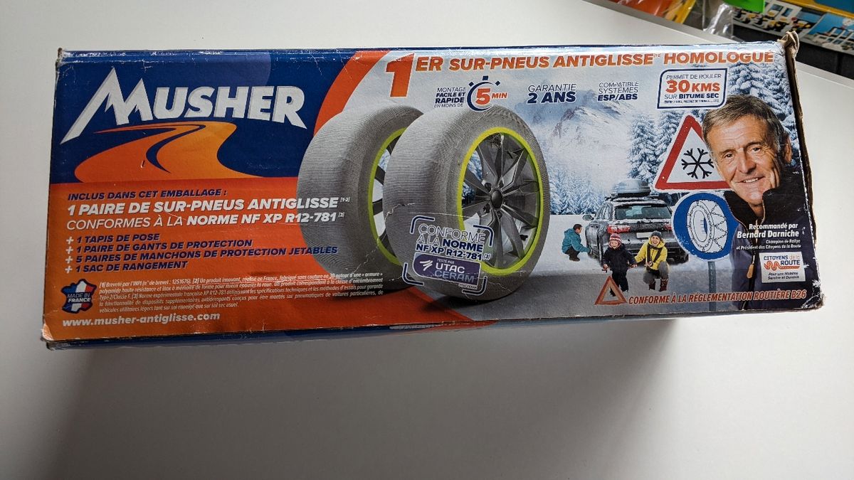 Chaussettes neige pour pneus taille 10 marque Musher - Équipement auto