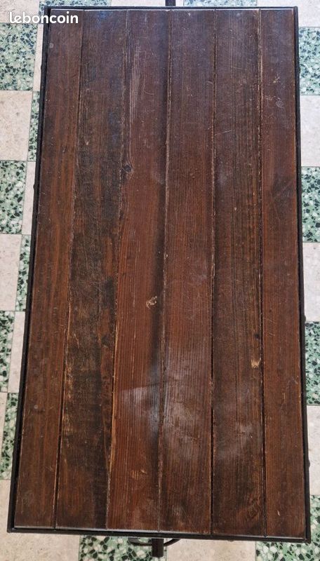 Très jolie table de salon originale, bois massif et fer forgé (image 12)