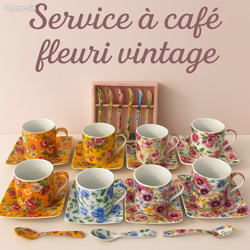 SERVICE TASSES SOUCOUPES porcelaine bleue de chine, service à thé/ café