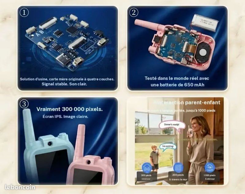 Walkie-talkie Per Bambini Con Videochiamata – 2 Pezzi Ricaricabili, Senza Wi-Fi, Portata 300 M, Effetti Voce, 3-12 Anni (blu/rosa)