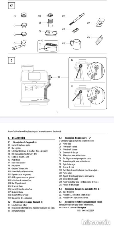 Tasseur à Café De'Longhi EC9455.M – Original, Occasion état Correct
