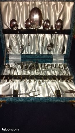 Ancien coffret service a dessert, couvert mignardise, vermeille e