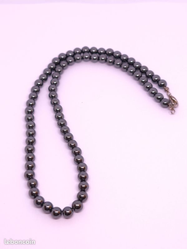 Collier De Perles En Hématite Occasion - Bijou Pierre Naturelle, Voir Photos Pour état