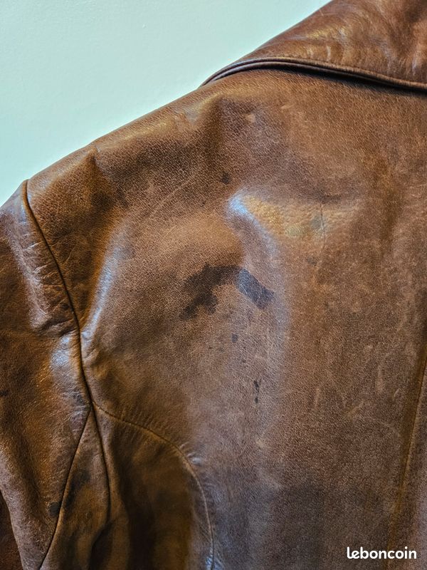 Veste Longue Redskins En Cuir D'agneau Bordeaux - Taille 40/42, état Comme Neuf