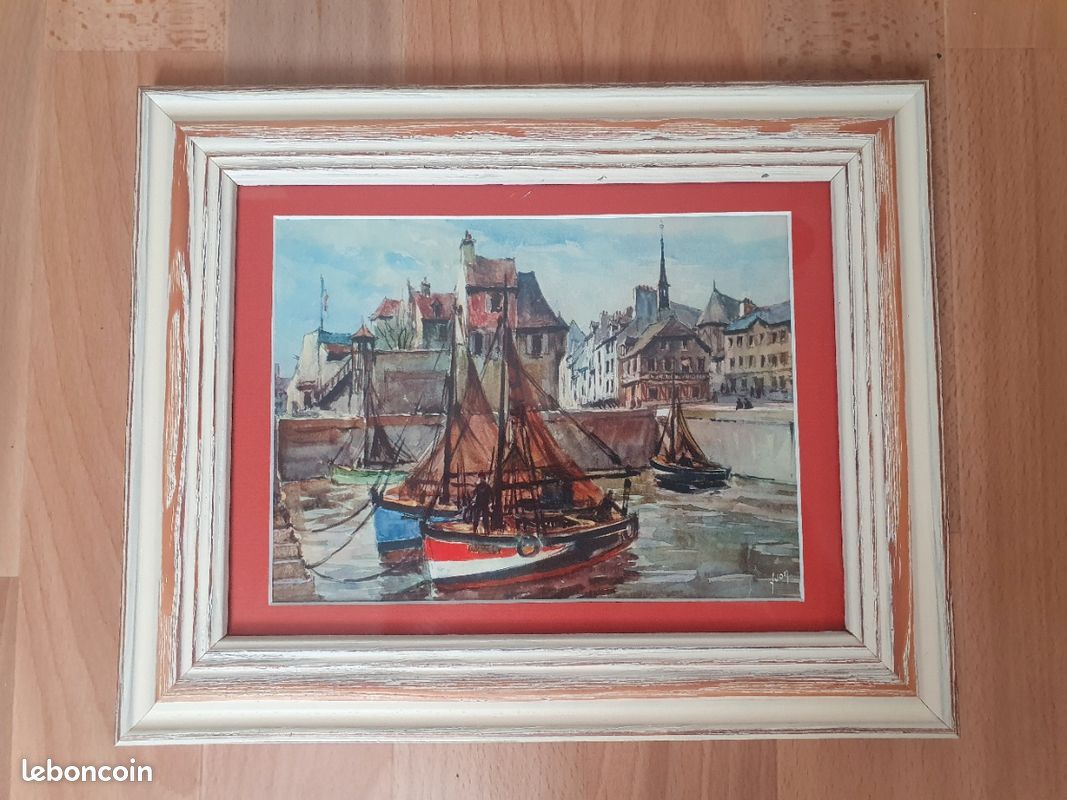 Cadre ancien avec décor maritime (image 1)