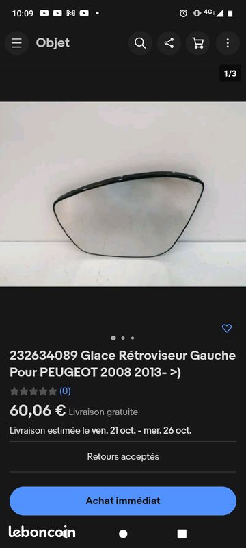 Glace retroviseur gauche PEUGEOT 208 1