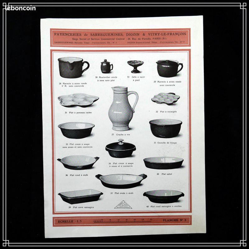Planche n° 3 & 4 du catalogue "digoin sarreguemines" plat moutardier cruche... (image 1)