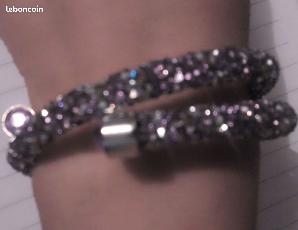 🔔Bracelet double jonc imitation Swarovski neuf (image 3)