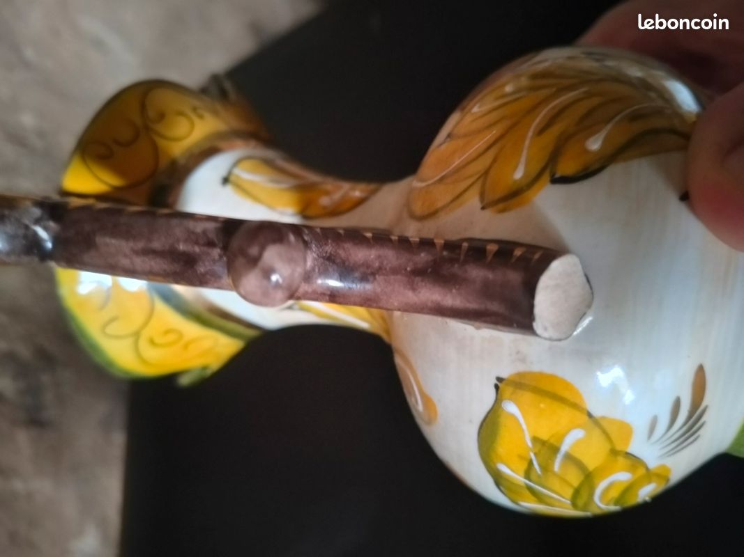 Vase aiguière H Becquet en céramique a décor peint (image 5)