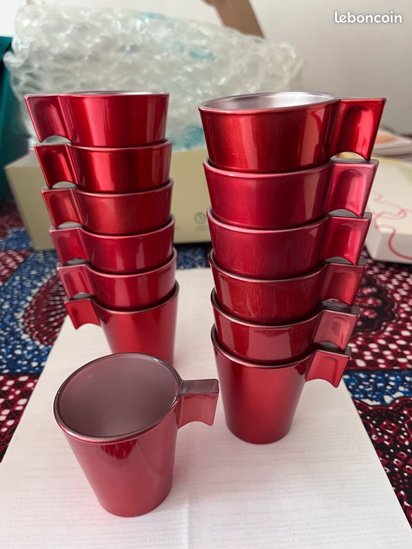 Tasse Expresso STRIPES Rouge | Avec Sous-tasse | B&Inside