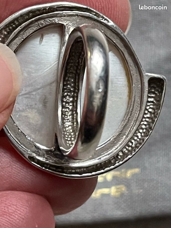 Bague Ancienne En Argent Sterling 925 Avec Pierre De Jaspe Nacré – Taille 52