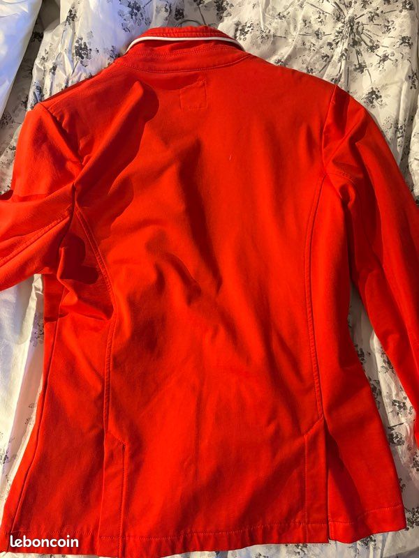 Veste Vintage Homme Satin Rouge Et Blanc Don Alleron Athletic - Années 80, Course équitation