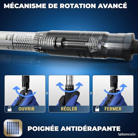 S&R Clé Dynamométrique 1/2 ' -23,5 cm (70-170 Nm) Auto, Motos, Vélos. Clé à croix avec poignée à broche et 3 douilles 17, 19, 21 mm en acier CR-V