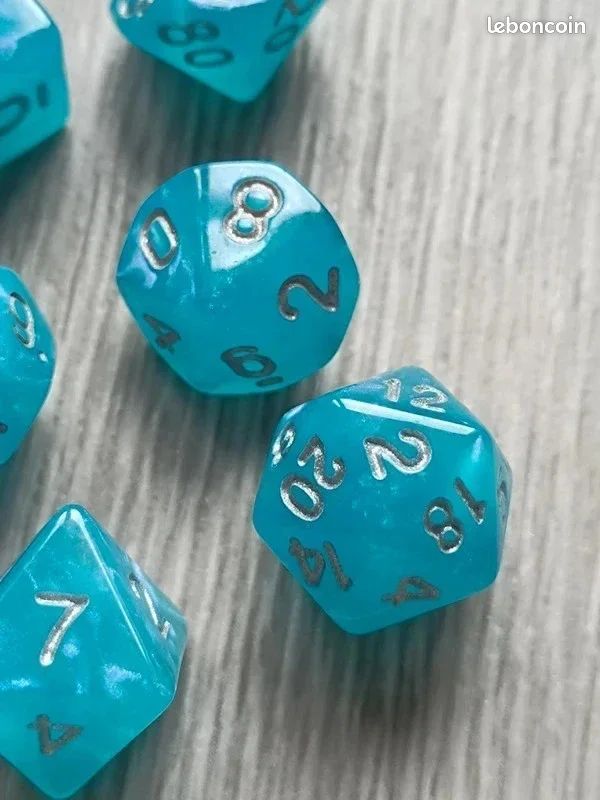 🎲Set de dés RPG (jeu de rôle) – 7 dés polyédriques – Couleur bleu – Neuf (image 3)