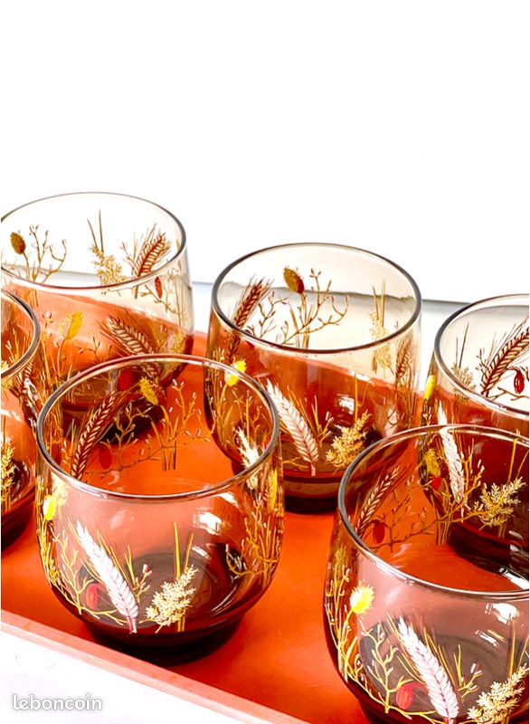 💙 6 Verres Fumés Vintage, Arcopal Graminées (image 5)