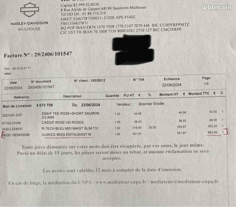 Veste cuir Harley Davidson femme - modèle récent - quasi neuve (image 3)