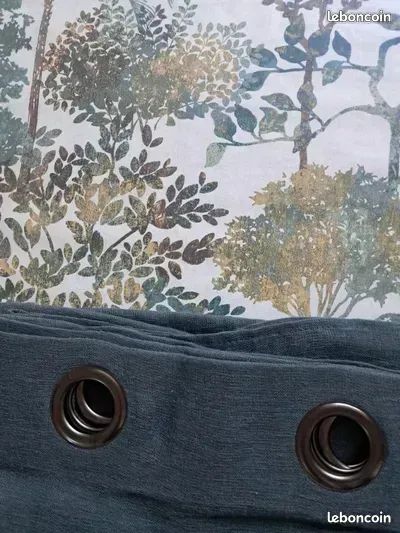 Cadre vintage en bois. Motifs arbres, palmiers... Bleu, vert, doré, marron... Ancien Encadrement en bois H 121 x L 60 cm coloris taupe et doré et noir (image 5)