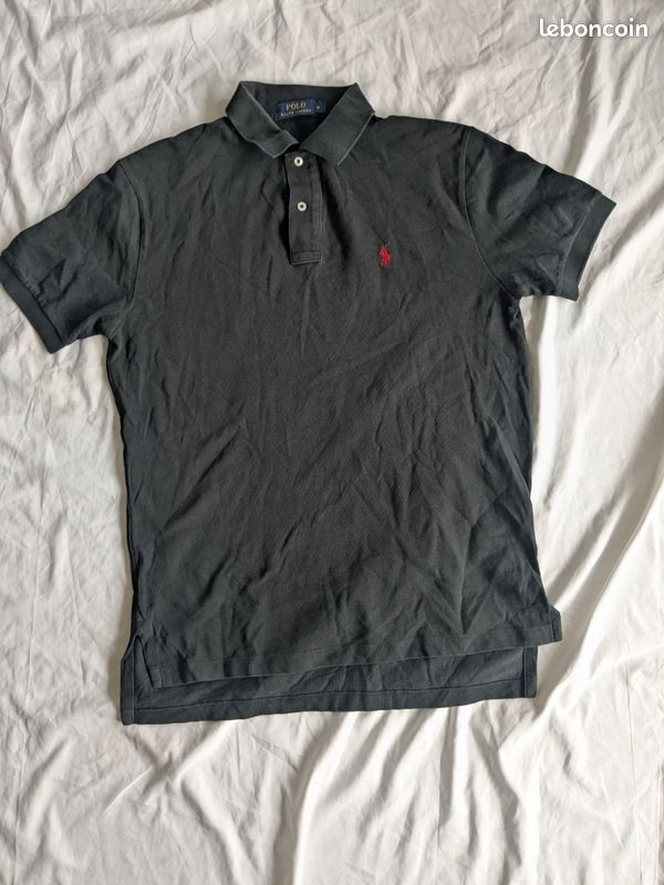 Polo courte manche noir et logo rouge - RALPH LAUREN (image 1)