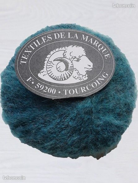 Lot De 10 Pelotes Laine Mohair Bleu Pétrole - Fabriqué En France - Taille Aiguille 5/6