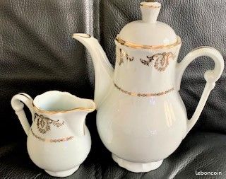 Cafetière+ pot de lait en porcelaine ancienne du "Berry" (image 1)